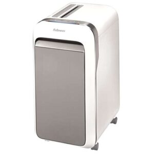 Fellowes LX221 Destructora de Papel Manual Microcorte P-5 - Destruye hasta 20 Hojas - Funcionamiento Continuo de 25m - Capacidad de la Papelera 30L - Color Blanco/Gris