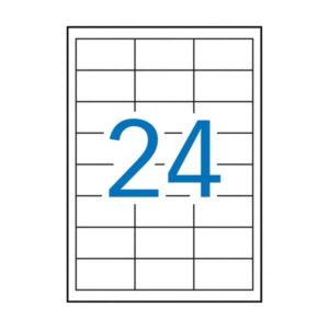 Apli Pack de 2.400 Etiquetas de Poliester 64.6x33.8mm - 100 Hojas por 24 Etiquetas - Resistentes Intemperie - Adhesivo Permanente - Cantos Rectos - Color Blanco