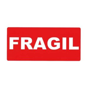 Apli Rollo de 200 Etiquetas de Señalizacion FRAGIL 100x50mm - Adhesivo Permanentes - Letras Blancas sobre Fondo Rojo