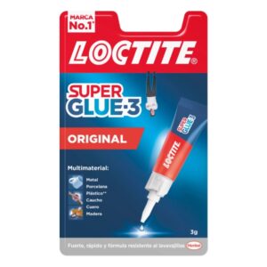 Loctite Super Glue-3 Original Pegamento Transparente Instantaneo 3gr - Formula Triple Resistencia - Secado en 3 Segundos - Tapon Antiobstruccion - 2640968