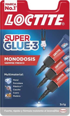 Loctite Pack de 3 Super Glue-3 Mini Trio Original - 1gr - Triple Resistencia - Adhesivo Transparente - Pegado y Fuerza Instantanea - 2229418/2229419/2640065
