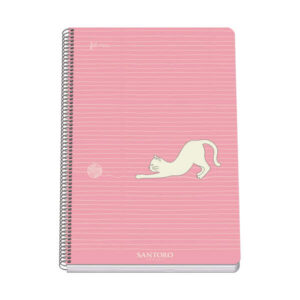 Dohe Santoro Felines Cuaderno Espiral Tapa Rigida - Tamaño Folio de 80 Hojas 90gr - Hojas con Cuadricula 4mm