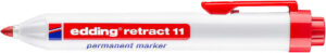 Edding Retract 11 Rotulador Permanente Retractil - Punta Redonda - Trazo entre 1.5 y 3mm - Recargable - Secado Rapido - Color Rojo