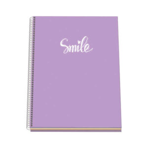 Dohe Serie Pastel Cuaderno con Espiral - Tamaño A4 de 100 Hojas 90gr - Hojas Microperforadas con 4 Taladros - Cuadricula 5mm - Color Morado Pastel