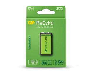 GP ReCyko Pila Recargable 200mAh 9V - Precargada - Ciclo de Vida: Hasta 1000 Veces