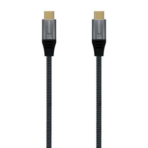Aisens Cable USB 3.2 Gen2x2 Aluminio 20Gbps 8K@30Hz 5A 100W E-Mark, Tipo USB-C/M-USB-C/M - 1.5m - Color Gris
