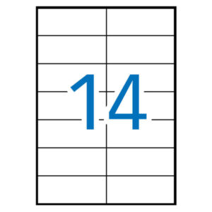 Apli Pack de 7.000 Etiquetas Rectangulares 105x42,4mm - 500 Hojas por 14 Etiquetas - Adhesivo Permanente - Cantos Rectos - Color Blanco