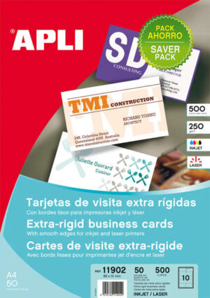 Apli Tarjetas de Visita Cantos Rectos Mate 250g 50 Hojas