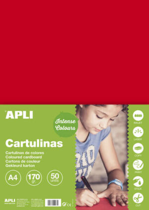 Apli Cartulina Roja A4 170g 50 Hojas