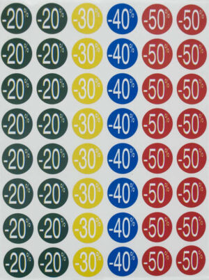 Apli Etiquetas de Descuento -20%/-50% Ø 24mm 5 Hojas