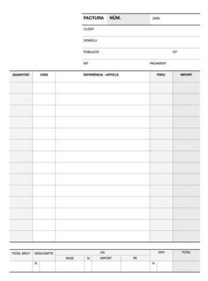 Apli Talonario Factura 1/4 Duplicado Natural Catalan - Numeracion Secuencial - Papel Autocopiativo - 63 Copias - Colores Original Blanco, Copia Amarillo