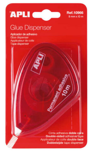 Apli Aplicador Adhesivo Doble Cara 8mm x 10m - Facil de Usar - Adhesivo Fuerte - Ideal para Manualidades y Proyectos Escolares - Transparente