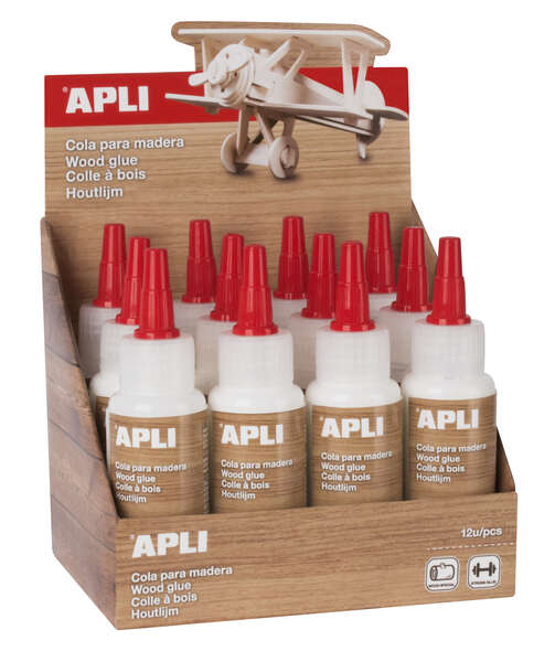 Apli Bote de Cola para Madera 80ml - Aplicador de Precision Incluido - Gran Poder de Adhesion - Transparente al Secar - Sin Disolventes