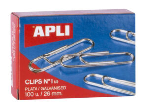 Apli Clips Alambre Nº 1½ - 26mm - Acabado Galvanizado Plata - 100 Unidades por Caja - Organizacion Perfecta