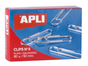 Apli Clips Alambre Nº 4 - 50mm - Acabado Galvanizado Plata - 80 Unidades por Caja - Organiza tus Documentos