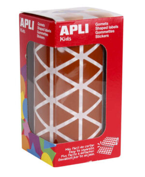 Apli Gomets Triangulares Marron 20x20x20mm - 59 Hojas Pretroqueladas - 2832 Gomets por Rollo - Ideal para Escuelas y Talleres Infantiles - Adhesivo Base Agua y Libre de Disolventes - Cumple con Normas EN-71 y FSC