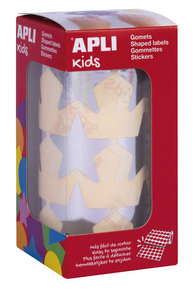 Apli Gomets Estrella Plata Metalizado - 33mm - Adhesivo Permanente - 708 Gomets por Rollo - Facil Separacion