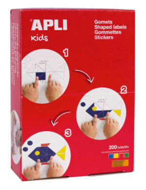 Apli Caja de 15.400 Gomets Redondos Ø 13mm - Adhesivo Permanente - Ideal para Escuelas Infantiles y Colegios - Colores Surtidos