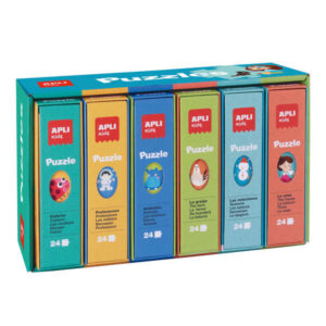 Apli Expositor de Puzles Educativos - 24 Piezas de 7x7cm - Mejora la Concentracion, Observacion, Memoria y Resolucion de Problemas - Colorido
