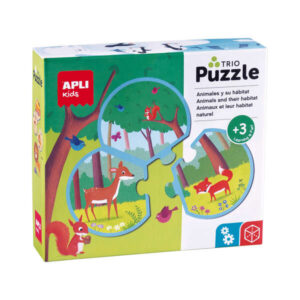 Apli Puzzle Trio de Asociacion Animales y su Habitat de 24 Piezas Redondeadas - 8 Combinaciones Distintas - Potencia Vision Espacial y Psicomotricidad Fina - Recomendado para Niños a partir de 3 Años