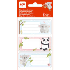 Apli Etiquetas Adhesivas Escolares Koala - Tamaño 81x36mm - 9 Etiquetas por Bolsa - Adhesivo Permanente de Alta Calidad - Color Blanco