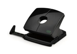 Novus B 220 re+new Perforadora de Papel - Fabricada con Plastico Reciclado - Hasta 20 Hojas - Escala de Tope - Vaciado Facil - Punzones 5.5mm - Color Negro