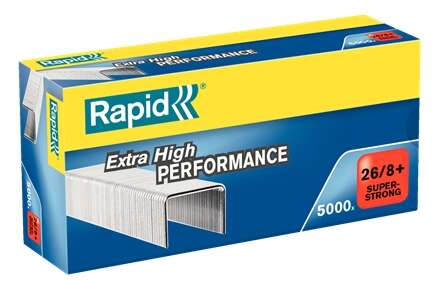 Rapid Super Strong Caja de 5000 Grapas 26/8+ - Hasta 50 Hojas - Alambre Galvanizado Superreforzado - Patilla de 8,5mm