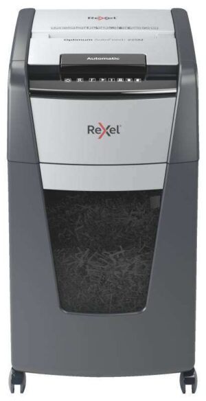 Rexel Optimum Autofeed 225M Destructora Automatica Microcorte P-5 - Autoalimentacion 225 Hojas y Manual 8 Hojas - Capacidad de la Papelera 60L - Color Gris/Plata