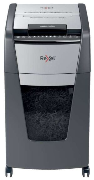 Rexel Optimum Autofeed 300M Destructora Automatica de Microcorte - Alimentacion Automatica de Hasta 300 Hojas - Micro Corte P-5 - Negro