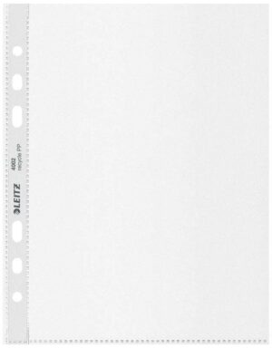 Leitz A5 Recycle Pack de 25 Fundas Mutitaladro A5 - 6 Taladros - Plastico Reciclado - 100% Reciclable - Transparente