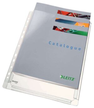 Leitz Pack de 5 Fundas Fuelle Estandar A4 PVC Liso Multitaladro-11 - Capacidad 200 Hojas - Transparente (170 Micras)