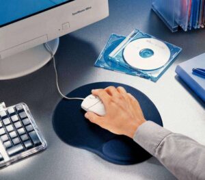 Esselte Allinone Alfombrilla y Reposamuñecas Ergonomicos - Relleno de Gel - Color Azul