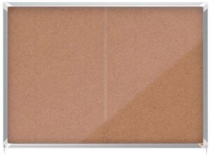 Nobo Vitrina Interior 18 Hojas A4 Corcho Puerta Deslizante - Superficie Autorregenerable - Aluminio - Color Natural