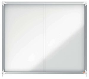 Nobo Premium Plus Vitrina Magnetica de Puerta Corredera 15xA4 - 1140x970mm - Superficie Magnetica - Blanco