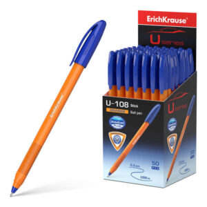 Erichkrause U-108 Boligrafo Clasico Orange - Punta de Bola 0.7mm - Trazo de 0.26mm - Tapa Ventilada - Cuerpo Opaco Naranja - Ultra Glide Technology - Color Azul
