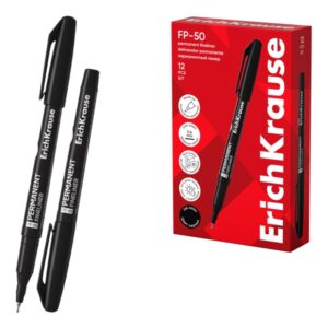 Erichkrause FP-50 Marcador Permanente - Punta Fina de 0.6mm - Resistente a la Luz y al Agua - Color Negro