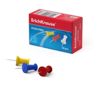 Erichkrause Caja de 50 Agujas Señalizadoras de Colores - Cabeza de Plastico - Aguja de Acero de Alta Calidad - Resistente a la Corrosion - Colores Surtidos