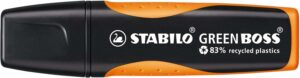 Stabilo Green Boss Marcador Fluorescente - Fabricado con un 83% de Plastico Reciclado - Trazo entre 2 y 5mm - Recargable - Color Naranja