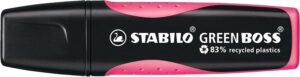 Stabilo Green Boss Marcador Fluorescente - Fabricado con un 83% de Plastico Reciclado - Trazo entre 2 y 5mm - Recargable - Color Rosa