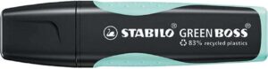 Stabilo Green Boss Pastel Marcador Fluorescente - Fabricado con un 83% de Plastico Reciclado - Trazo entre 2 y 5mm - Recargable - Color Toque de Turquesa