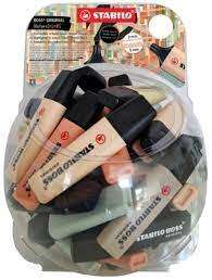 Stabilo Boss Naturecolors Expositor de 60 Marcadores - Trazo entre 2 y 5mm - Tinta con Base de Agua - Colores Siena, Beige, Ocre Oscuro, Gris Calido, Verde Barro, Verde Tierra y Negro