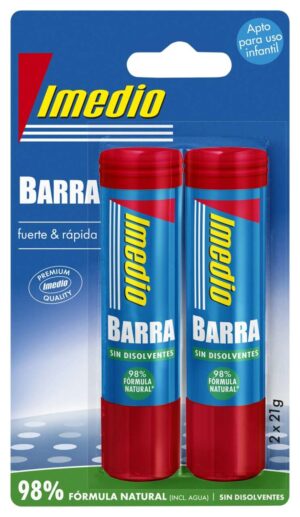 Imedio Pack de 2 Barras de Pegamento de 21grs - Sin Disolventes - Lavable - Apto para Uso Escolar