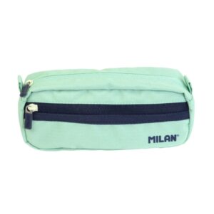 Milan Serie 1918 Estuche Portatodo Rectangular 2 Compartimentos - Tejido Resistente a las Roturas y Rasgaduras - Medidas 21x8,5x6,1cm - Color Verde
