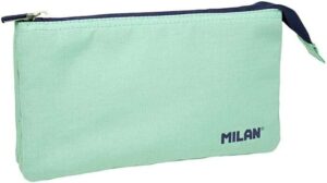 Milan Serie 1918 Estuche Portatodo 5 Compartimentos - Tejido Resistente a las Roturas y Rasgaduras - Medidas 22x12x4cm - Color Verde