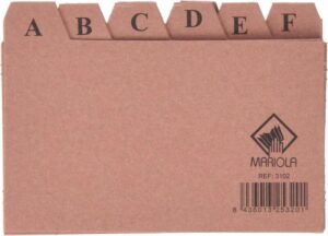 Mariola Indice A-Z Nº2 para Fichero - Medidas 125x75mm - Color Marron