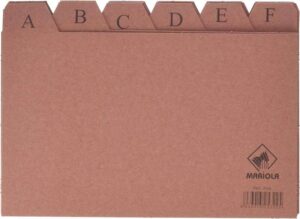 Mariola Indice A-Z Nº4 para Fichero - Medidas 200x120mm - Color Marron