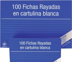 Mariola Pack de 100 Fichas Rayadas Nº1 para Fichero - Medidas 95x65mm - Color Blanco