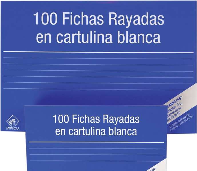Mariola Pack de 100 Fichas Rayadas Nº4 para Fichero - Medidas 200x120mm - Color Blanco