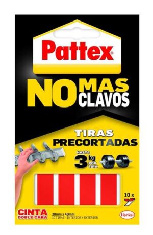Pattex Nmc Cinta Doble Cara Bl 10 Tiras - Adhesion Duradera - Fijacion congran Fuerza - Practica y Limpia