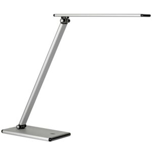 Unilux Lampara de Escritorio LED Terra - Iluminacion LED de Bajo Consumo - Diseño Moderno y Elegante - Brazo Flexible para Ajustar la Luz - Color Gris Metalizado